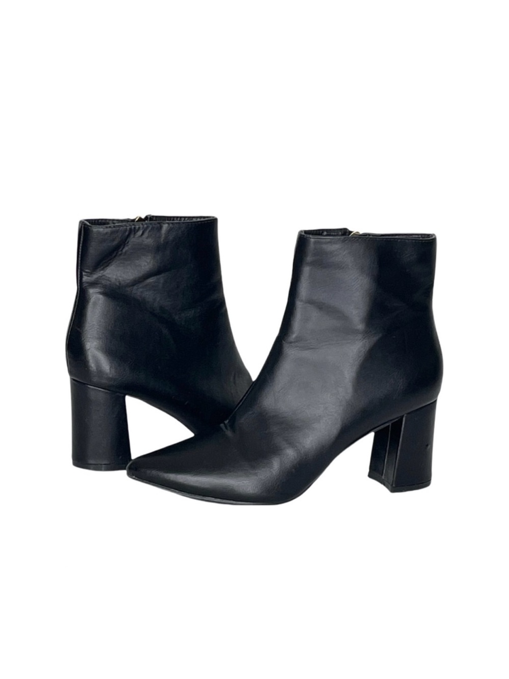 Lulus Sarai Black Pointed-Toe Ankle
Booties Smooth Vegan Leather Size 6